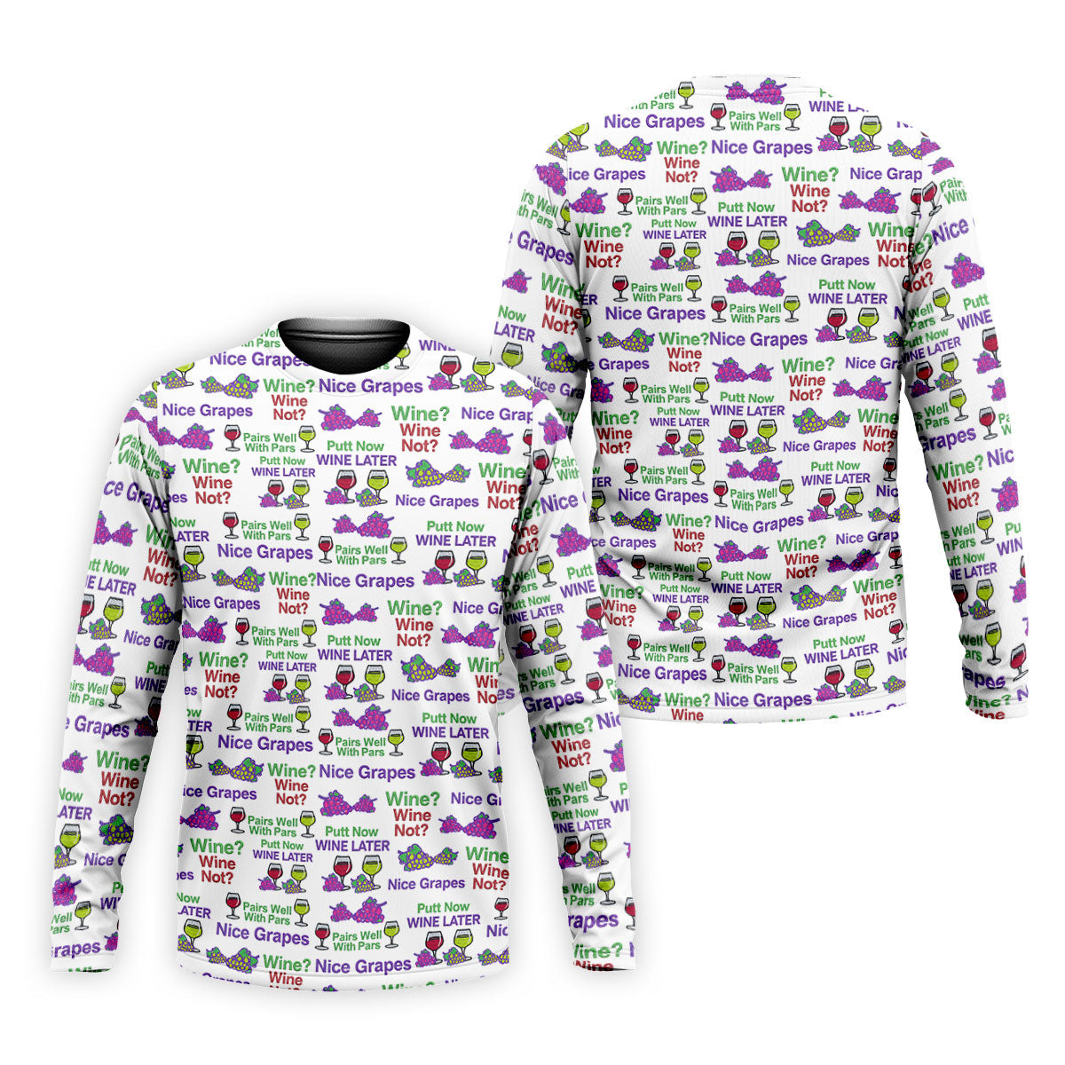 Wine Lover Golf Shirt, Grape Humor Print, Golf Shirts For Men