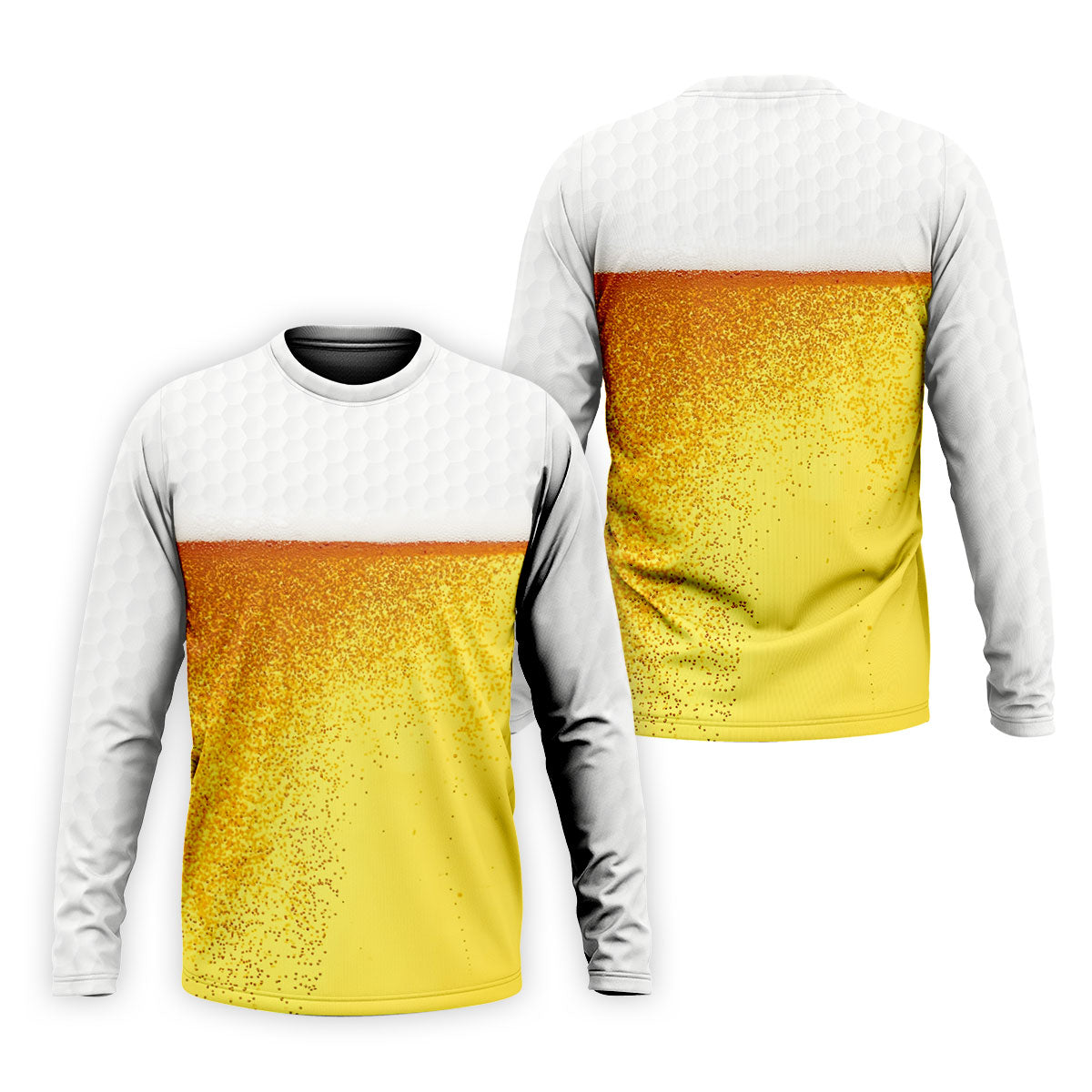 Cold Beer Print Golf Shirt, Beer Glass Pattern Design, Golf Shirts For Men