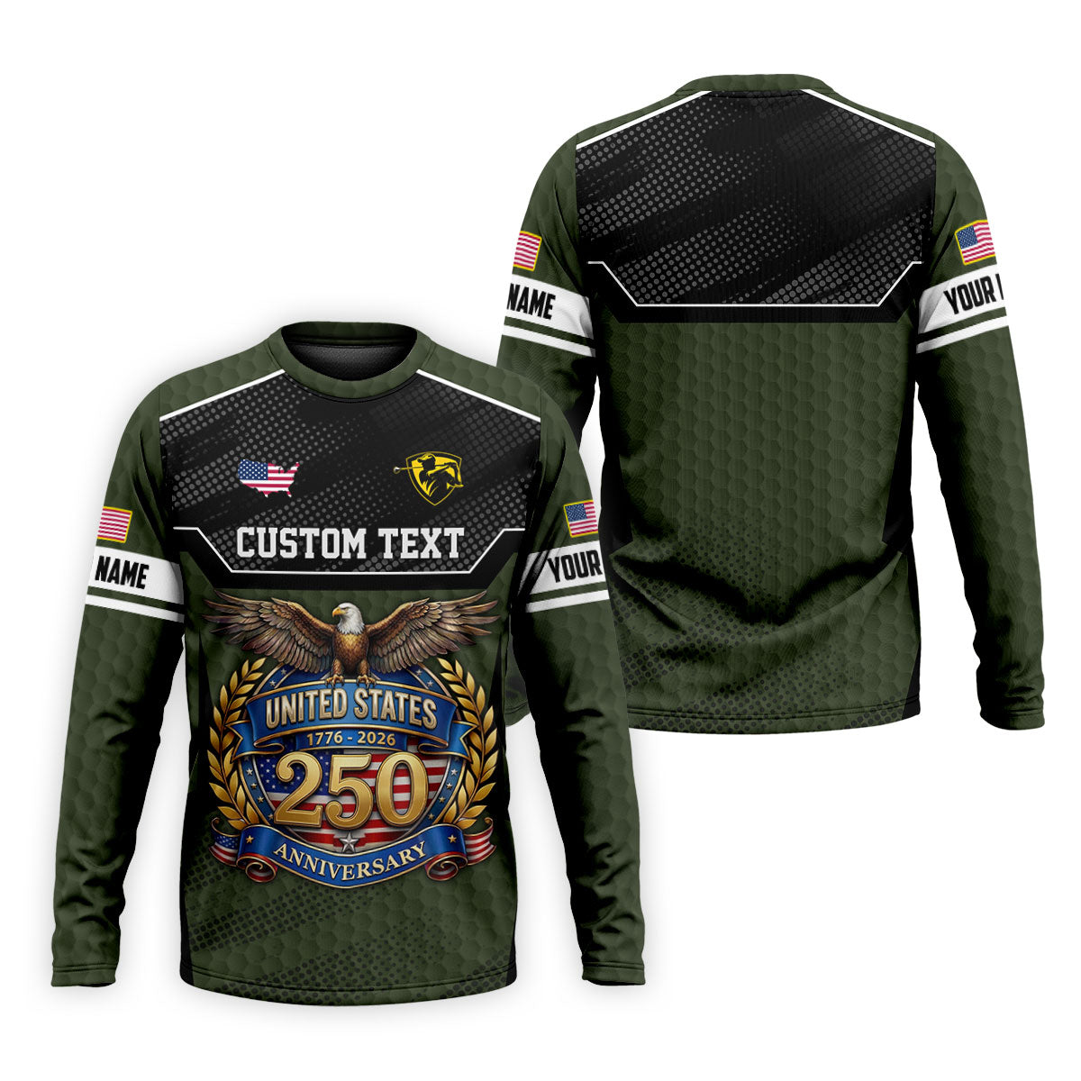 US 250 Anniversary Patriotic 4th Of July Green Golf Shirt, Polo Shirtor Men, Golf Shirts For Men