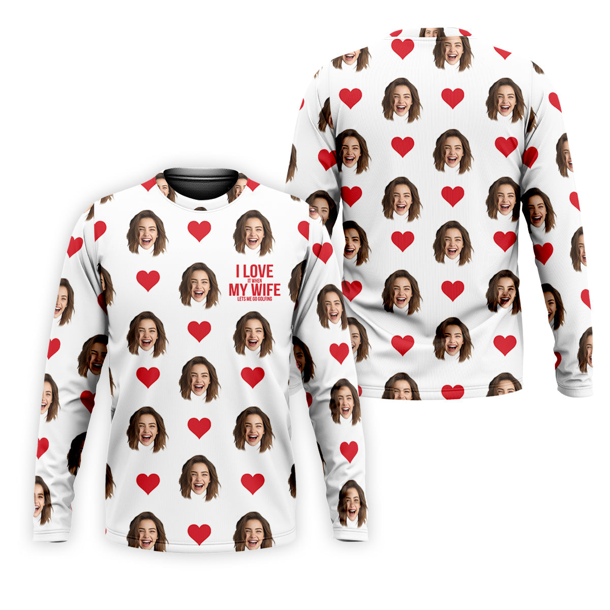 I Love It When My Wife Let Me Golfing Custom Photo White Golf Shirt, Valentines Golf Gift, Fun Golf Shirts For Men
