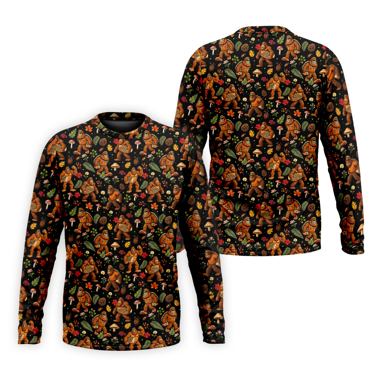 Autumn Bigfoot Forest Pattern Polo Shirt, Mens Golf Apparel, Hawaiian Golf Shirt, Printed Golf Shirts