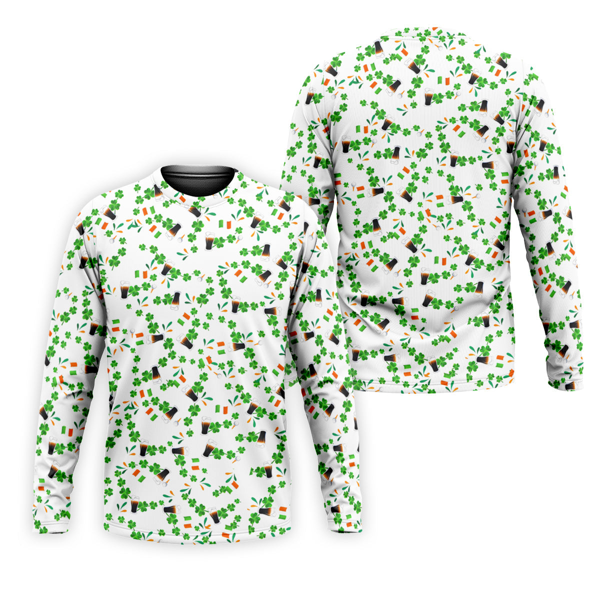 Dark Stout Beer St Patrick's Day Shamrocks White Golf Shirt, Polo ShirtFor Men, Golf Shirts For Men