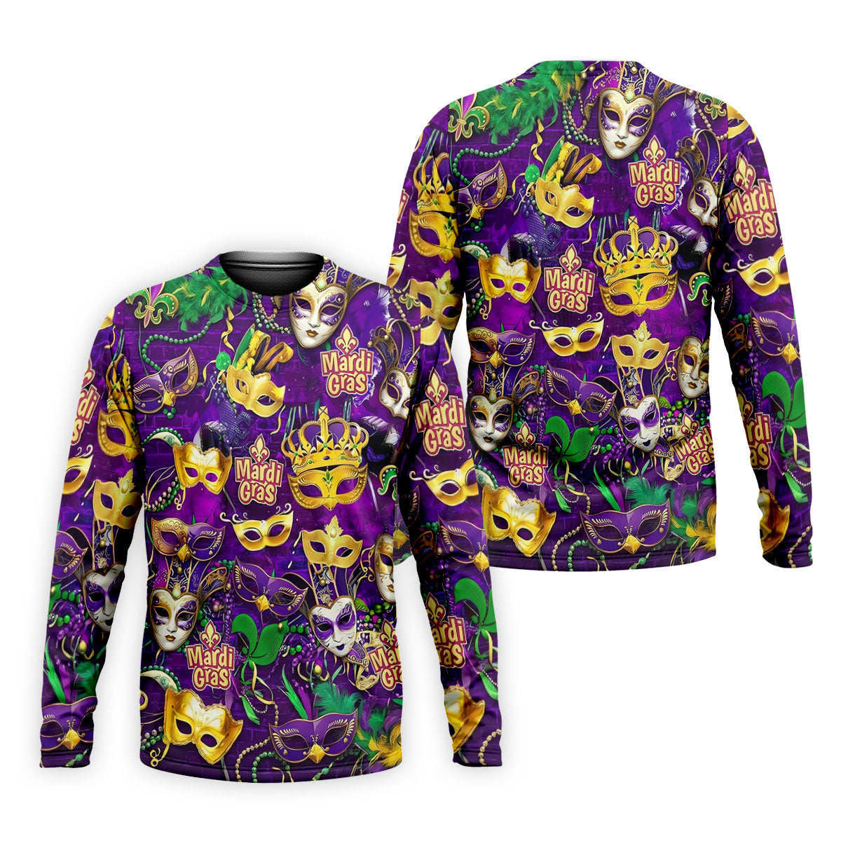 Purple Green Gold Festival Mask Mardi Gras Golf Shirt, Golf Tops For Men, Golf Shirts For Men