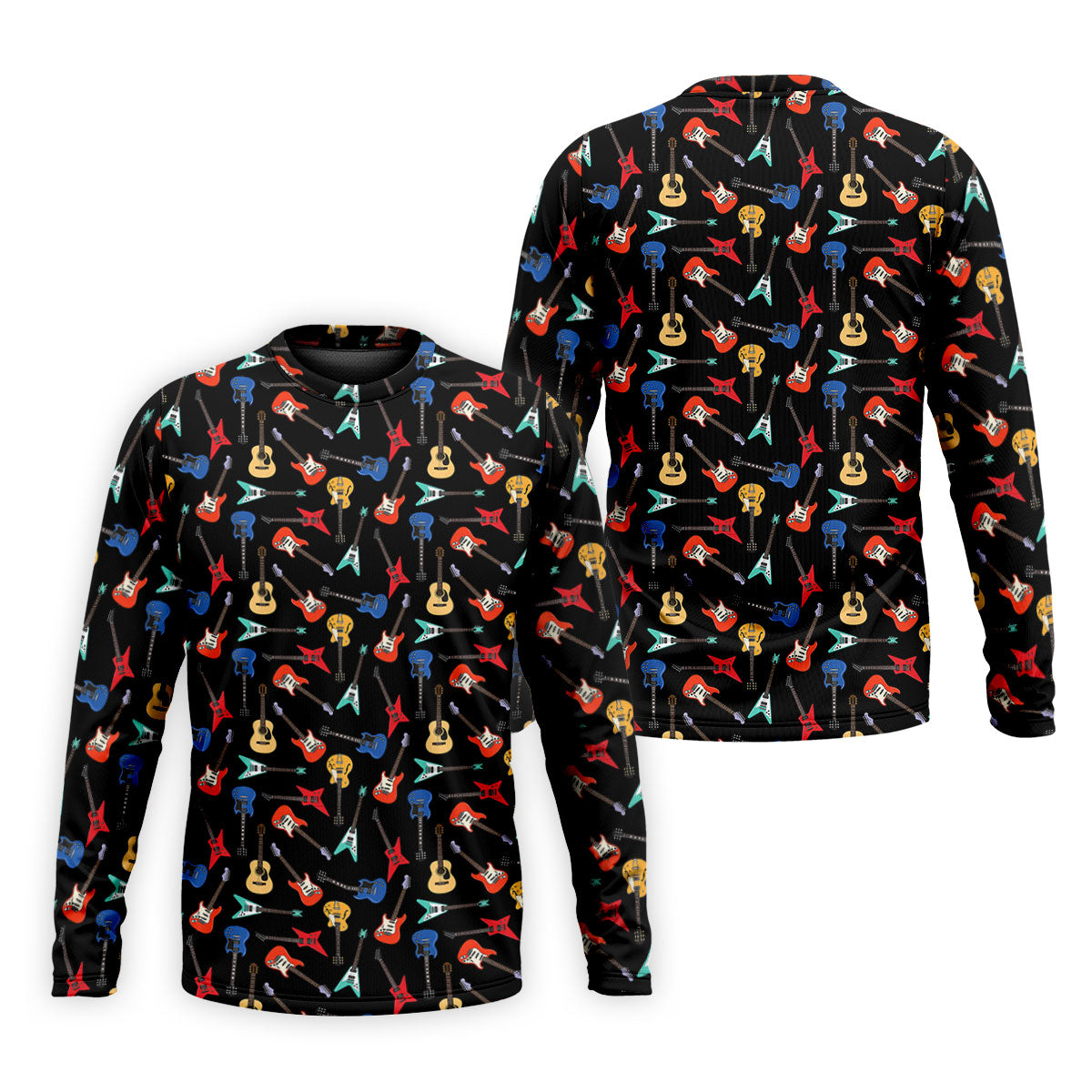 Guitar Pattern Hawaiian Golf Shirt, Music Lover Men's Golf Shirt, Polo Shirts For Men