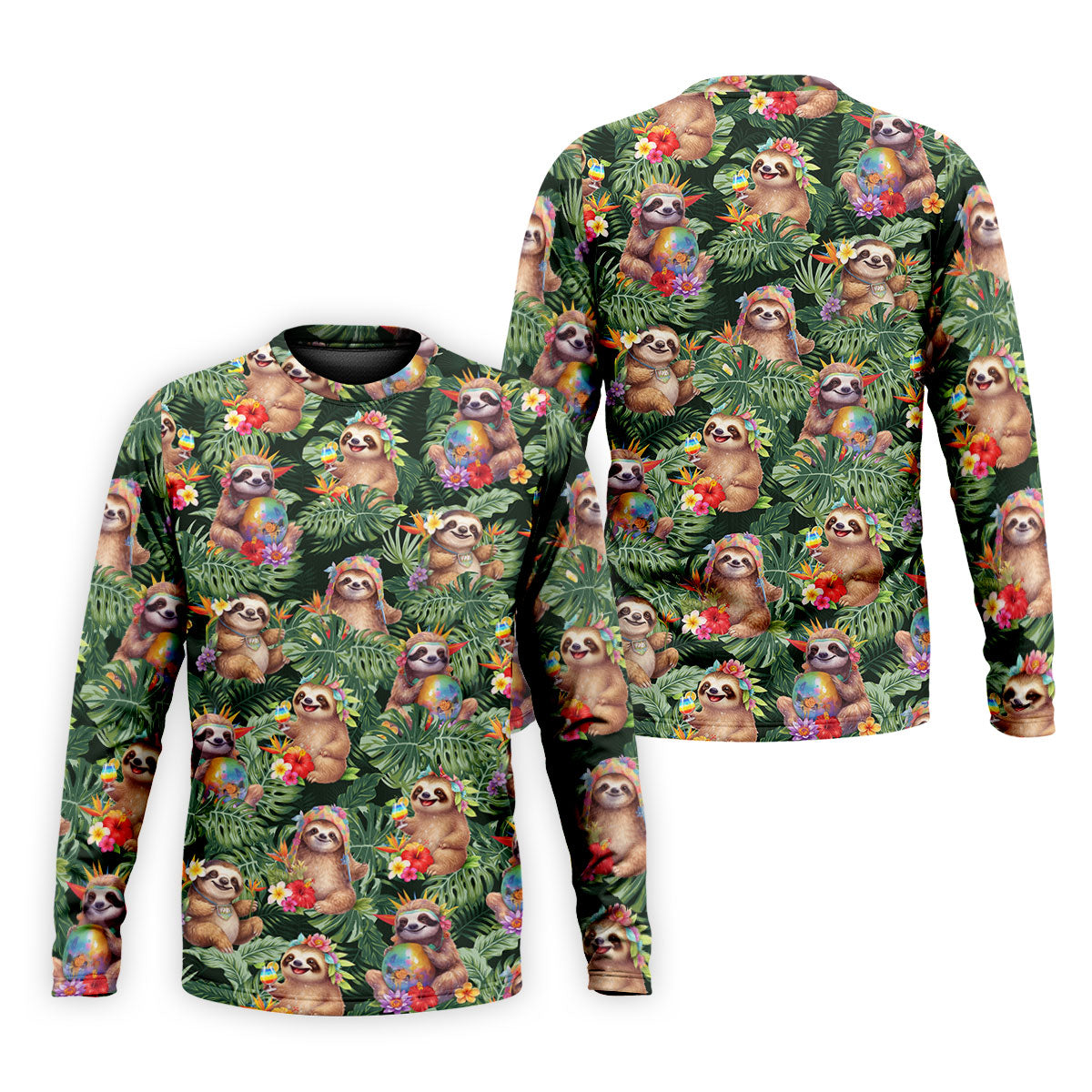 Funny Sloth Hawaiian Summer Golf Tops For Men, Hawaiian Golf Shirts, Polo Shirtor Men