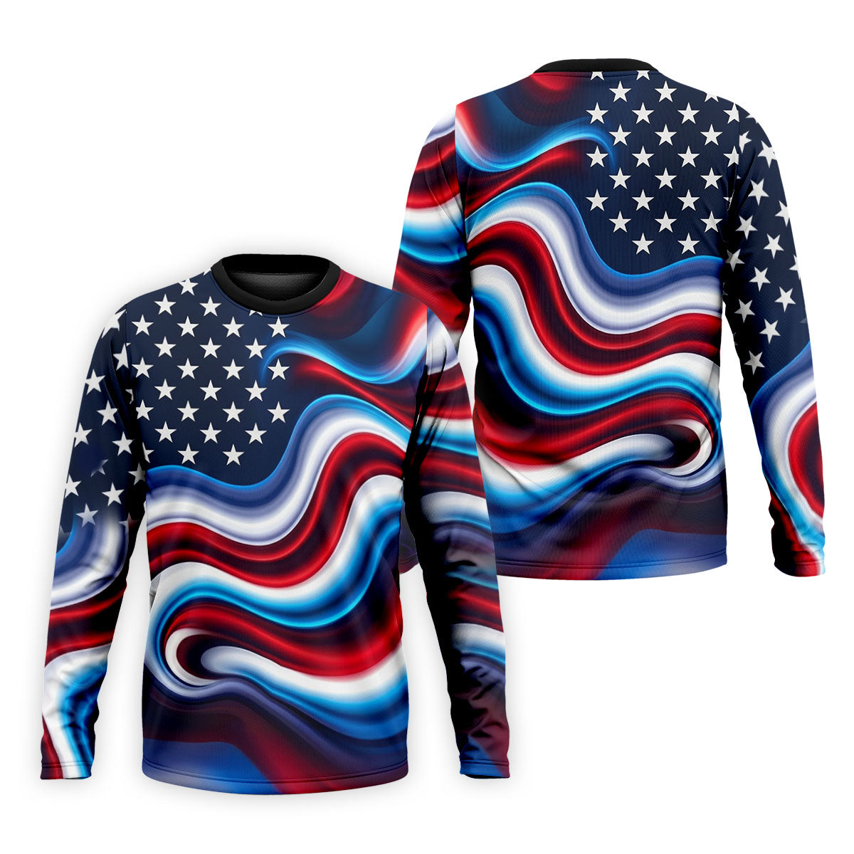 Star Pattern Red White Blue Wavy Stripes 250th Anniversary, Patriotic 4th Of July Golf Shirts For Men