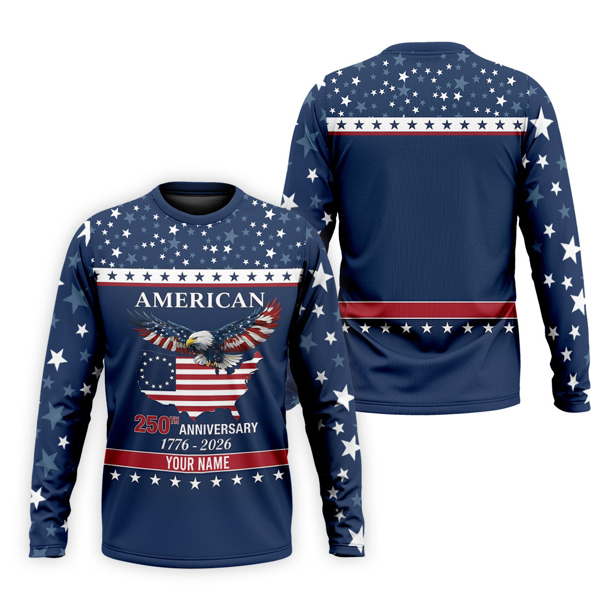 American Bald Eagle 250th Anniversary Patriotic Stars Golf Shirt, 4th Of July Golf Shirts For Men