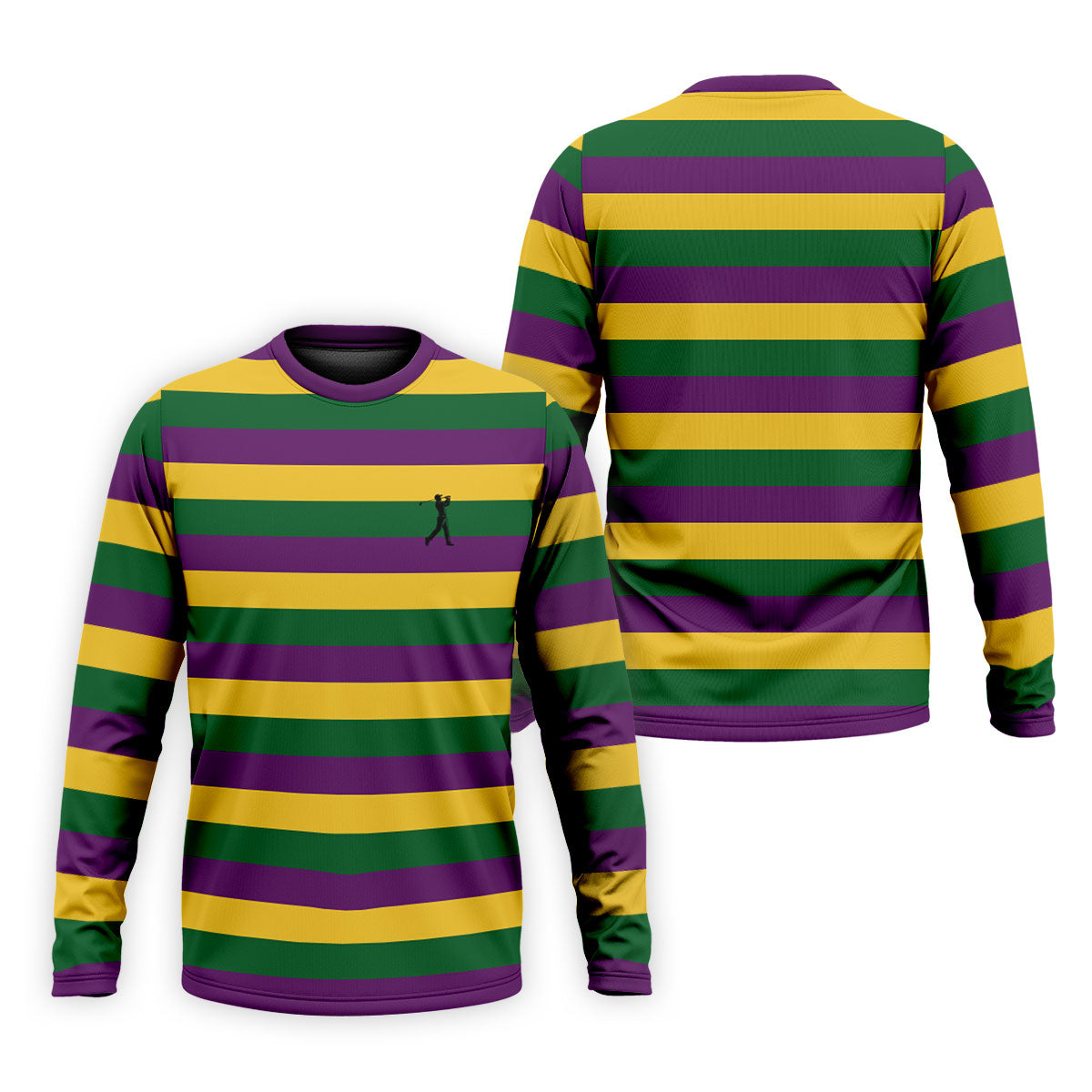 Gold Purple Green Mardi Gras Stripe Pattern Men's Golf Polo ShirtGift For Men, Golf Shirts For Men
