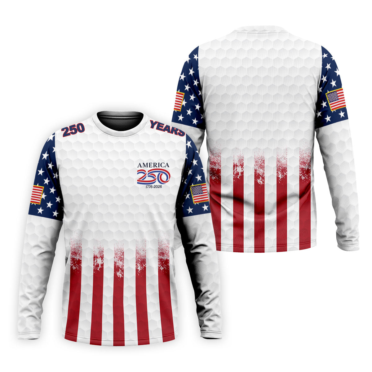 250 Years America Golf Ball Pattern 4th Of July Golf Shirt, Patriotic Golf Shirt, Golf Shirts For Men