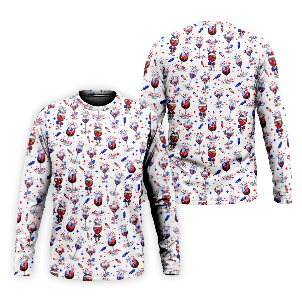 Wine And Martini American Flag Pattern Patriotic 4th Of July White Golf Shirt, 250th Anniversary Golf Shirts For Men