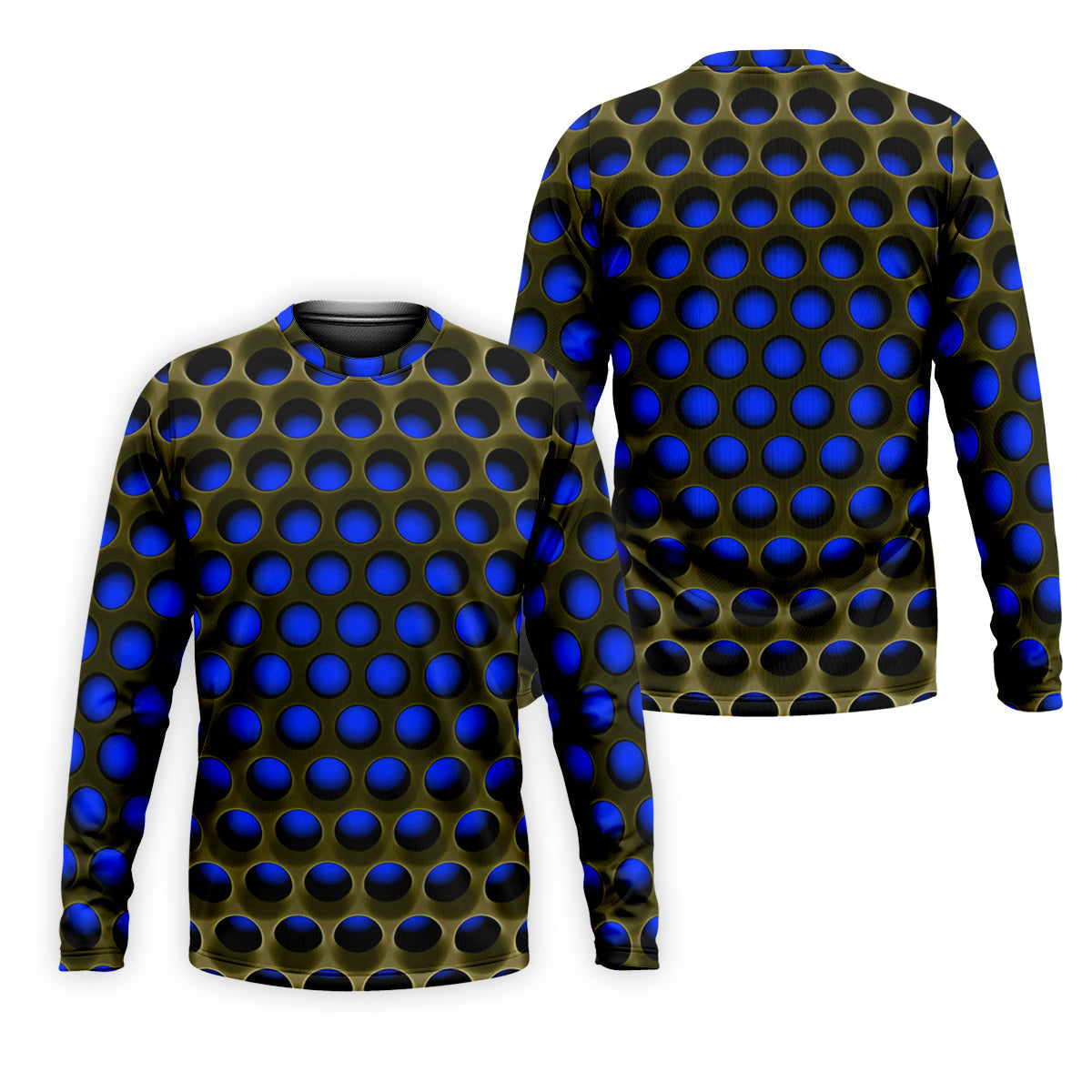 3D Effect Circular Pattern Navy Golf Shirt, Cool Golf Outfit, Men's Funny Golf Shirts, Polo ShirtFor Men