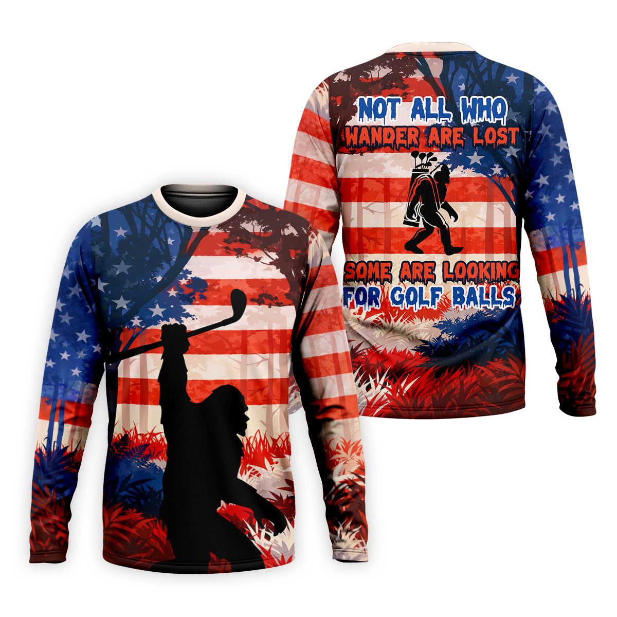 Not All Who Wander Are Lost Funny Bigfoot Golf Tops For Men, 250th Patriotic Golf Shirt, Polo Shirt Men
