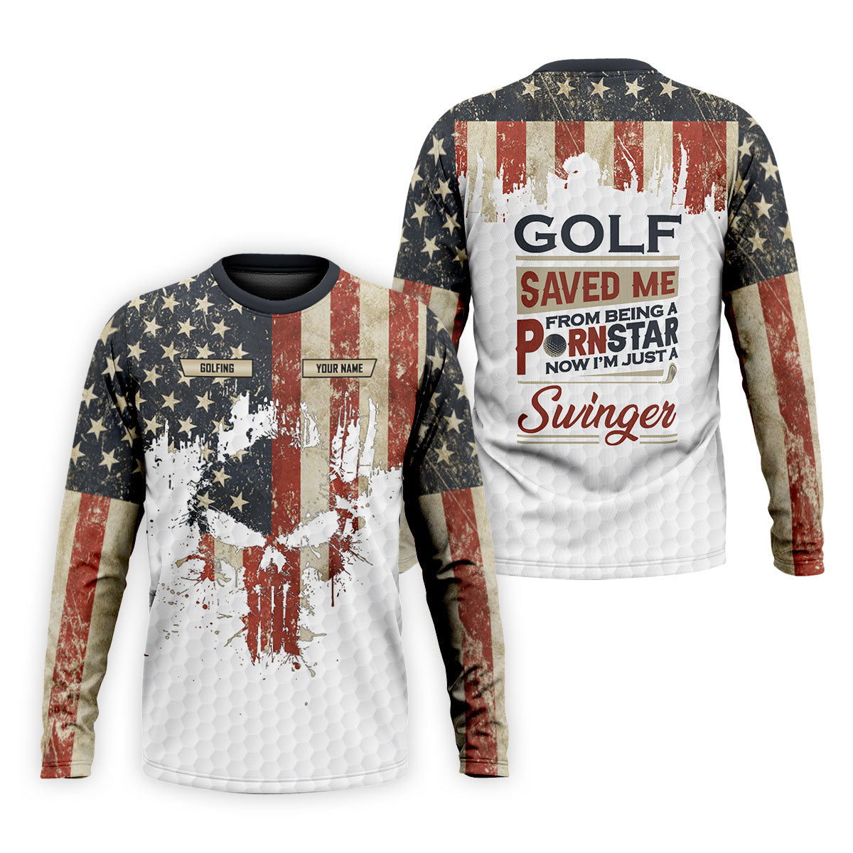 Golf Saved Me From Being A Pornstar Funny Golf Shirt, 250 Years Patriotic 4th Of July Golf Shirts For Men