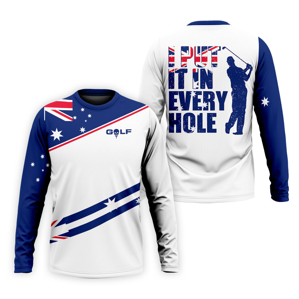 I Put It In Every Hole Australia Flag Print Men's Golf Top, Polo Shirt Men, Golf Shirts For Men