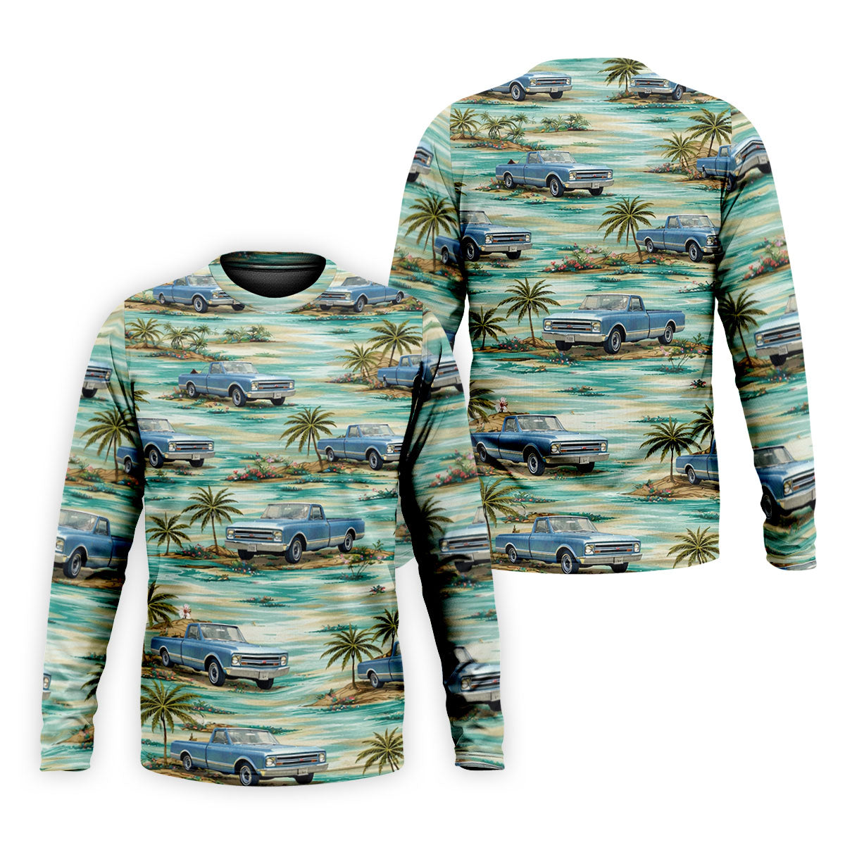 Personalized Truck Golf Shirt, Custom Vehicle Tropical Pattern, Golf Shirt For Men