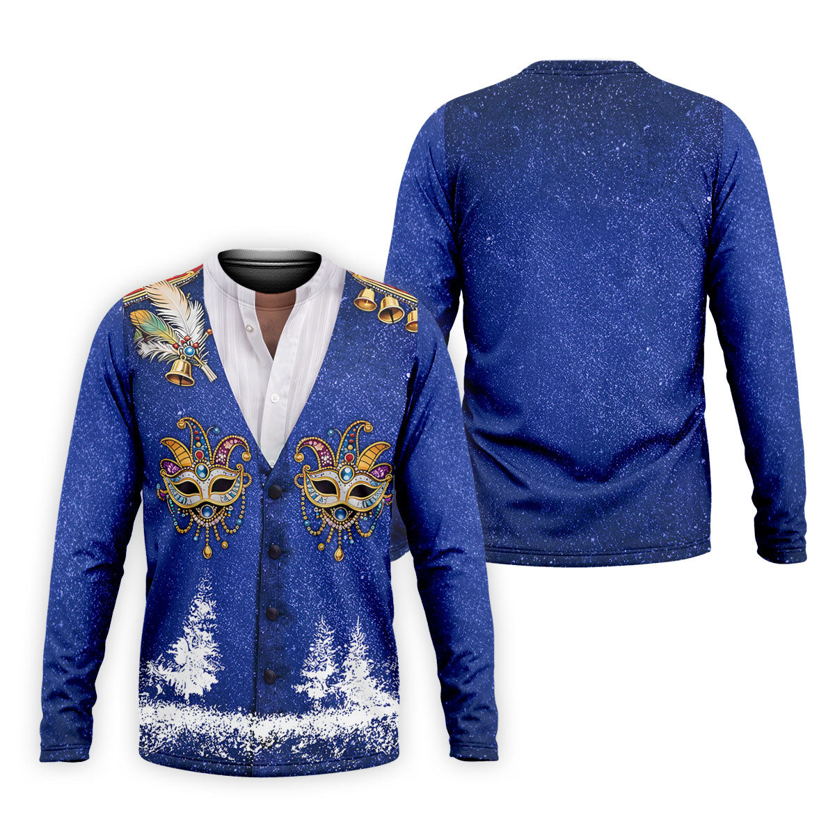 Masquerade Mask Feather Mardi Gras Glitter Print Blue Golf Shirt, Polo ShirtFor Men, Golf Shirts For Men