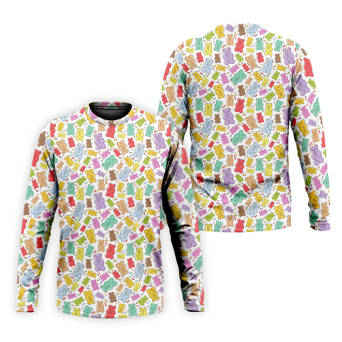 Gummy Bear Golf Shirt, Colorful Candy Pattern Men's Golf Polo, Polo Shirts For Men