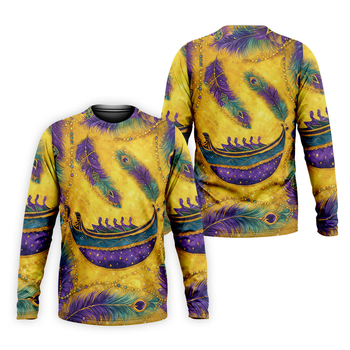 Mardi Gras Day Gradient Art Feather Print Retro Men's Golf Polo Shirt Golf Shirts For Men
