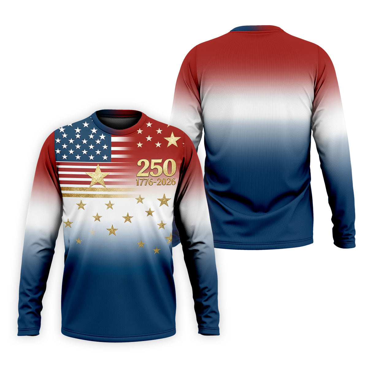 250 Years 1776-2026 Golden Star Golf Shirts For Men, Patriotic 4th Of July Polo ShirtFor Men