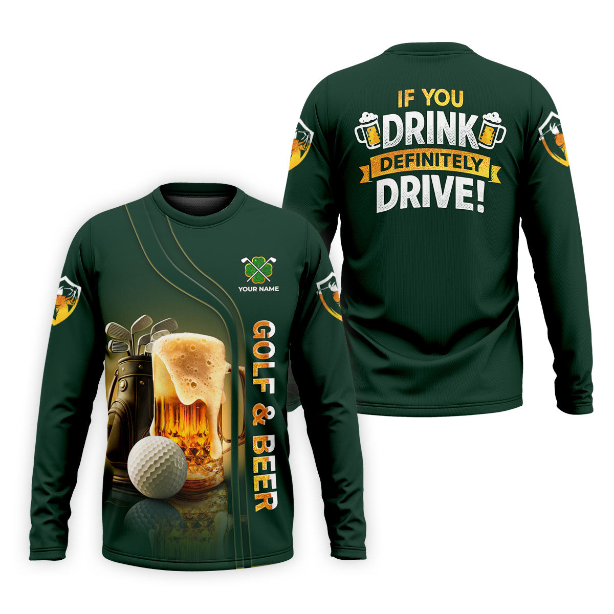 If You Drink Definitely Drive Golf And Beer St Patrick's Day Green Golf Shirts For Men, Golf Gift For Men