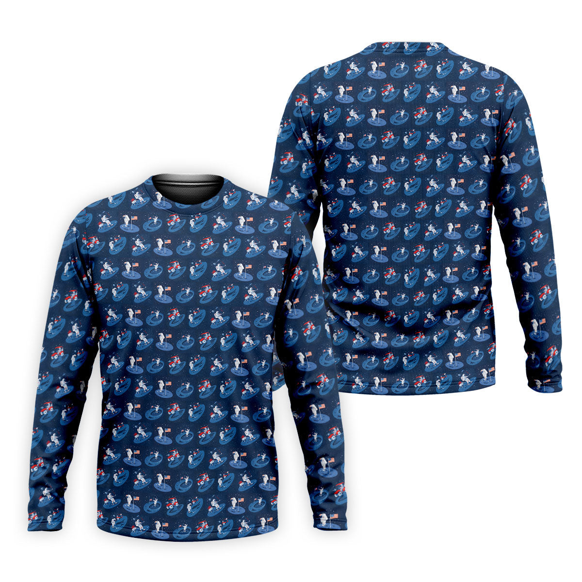 One Small Putt For Man Astronaut Golf US Flag Golf Tops For Men, Golf Shirts For Men