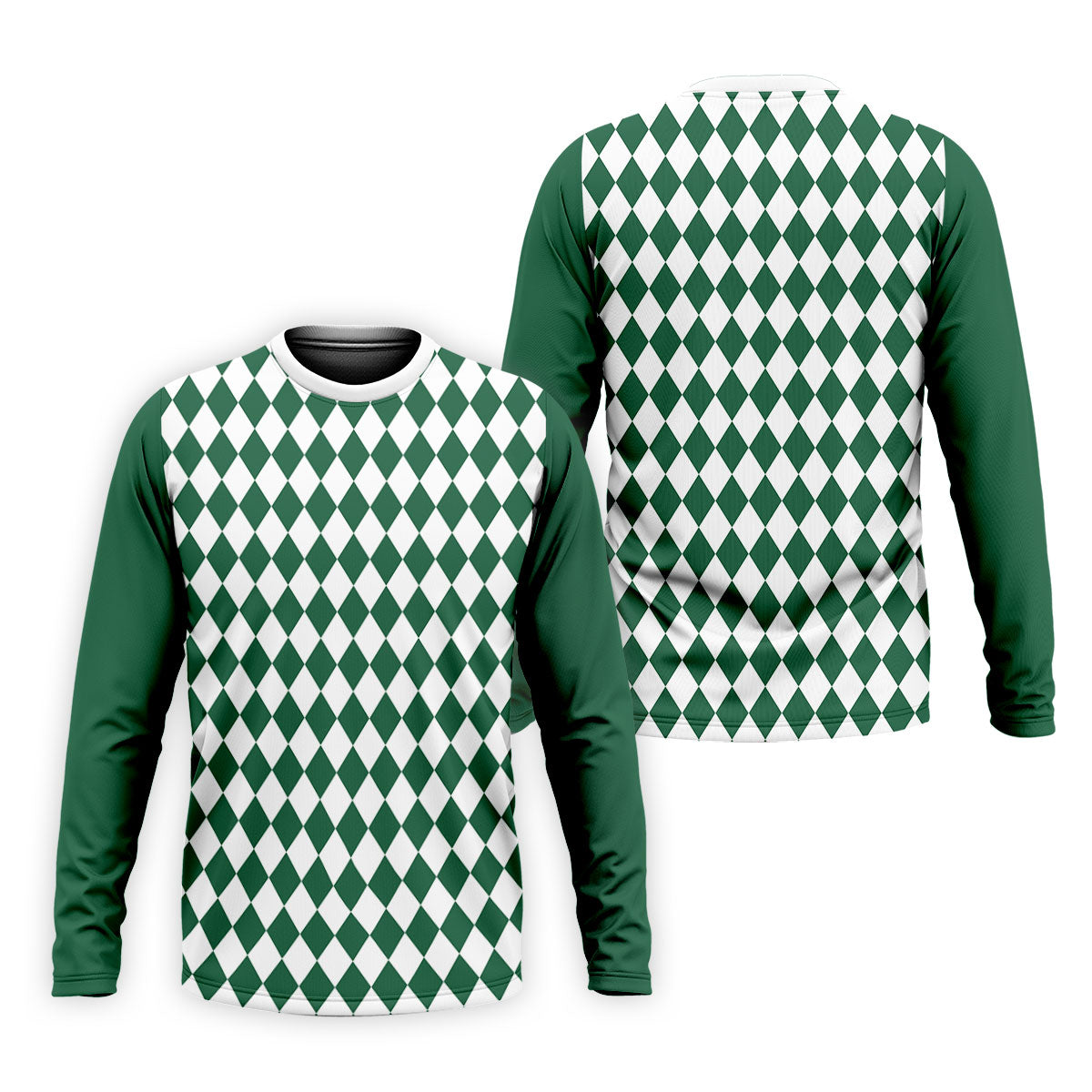 Green And White Argyle Pattern Retro Golf Shirt, Golf Tops For Men, Golf Shirts For Men, Polo For Men