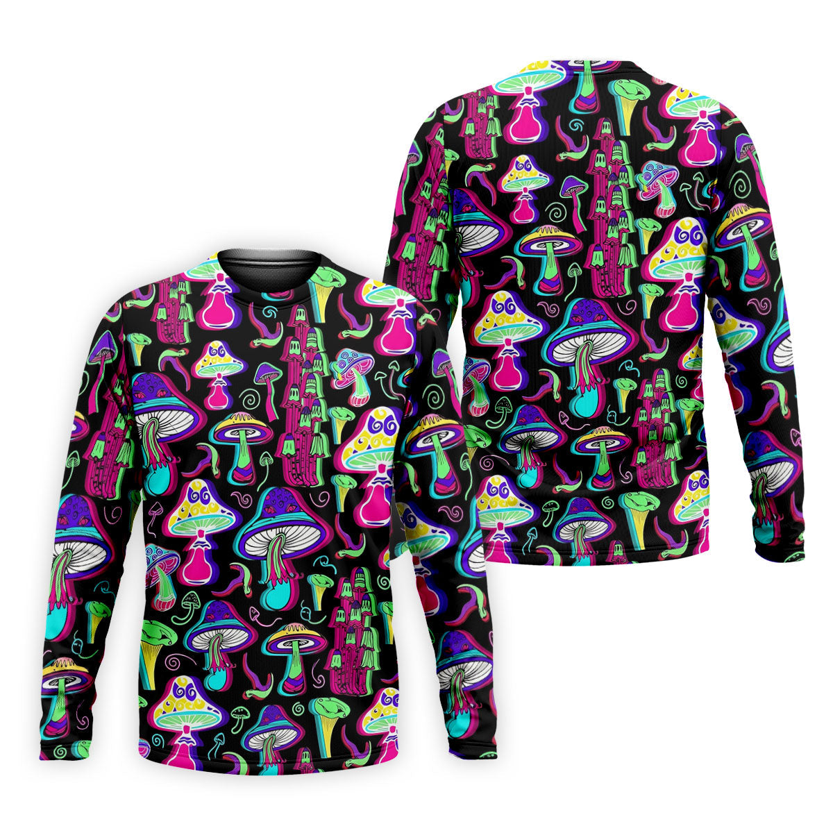 Black Neon Mushroom Pattern Golf Shirt, Mens Golf Polo, Golf Apparel For Men, Printed Golf Shirts