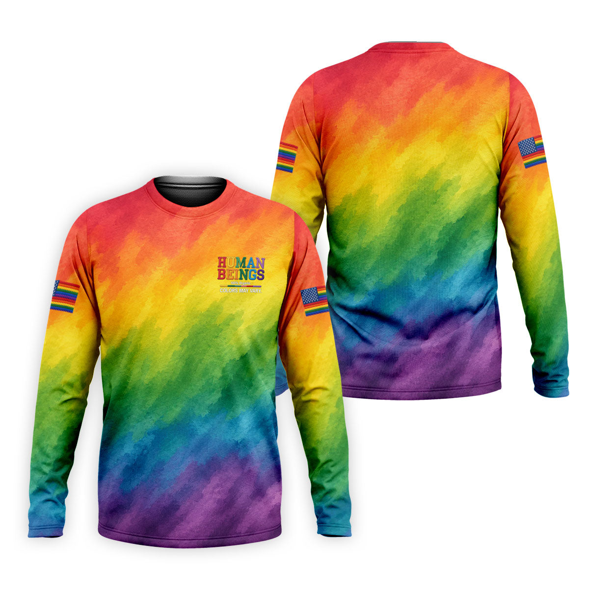 Human Beings LGBT Rainbow Golf Tops For Men, LGBT Pride Month Gradient Watercolor Polo Shirt Men