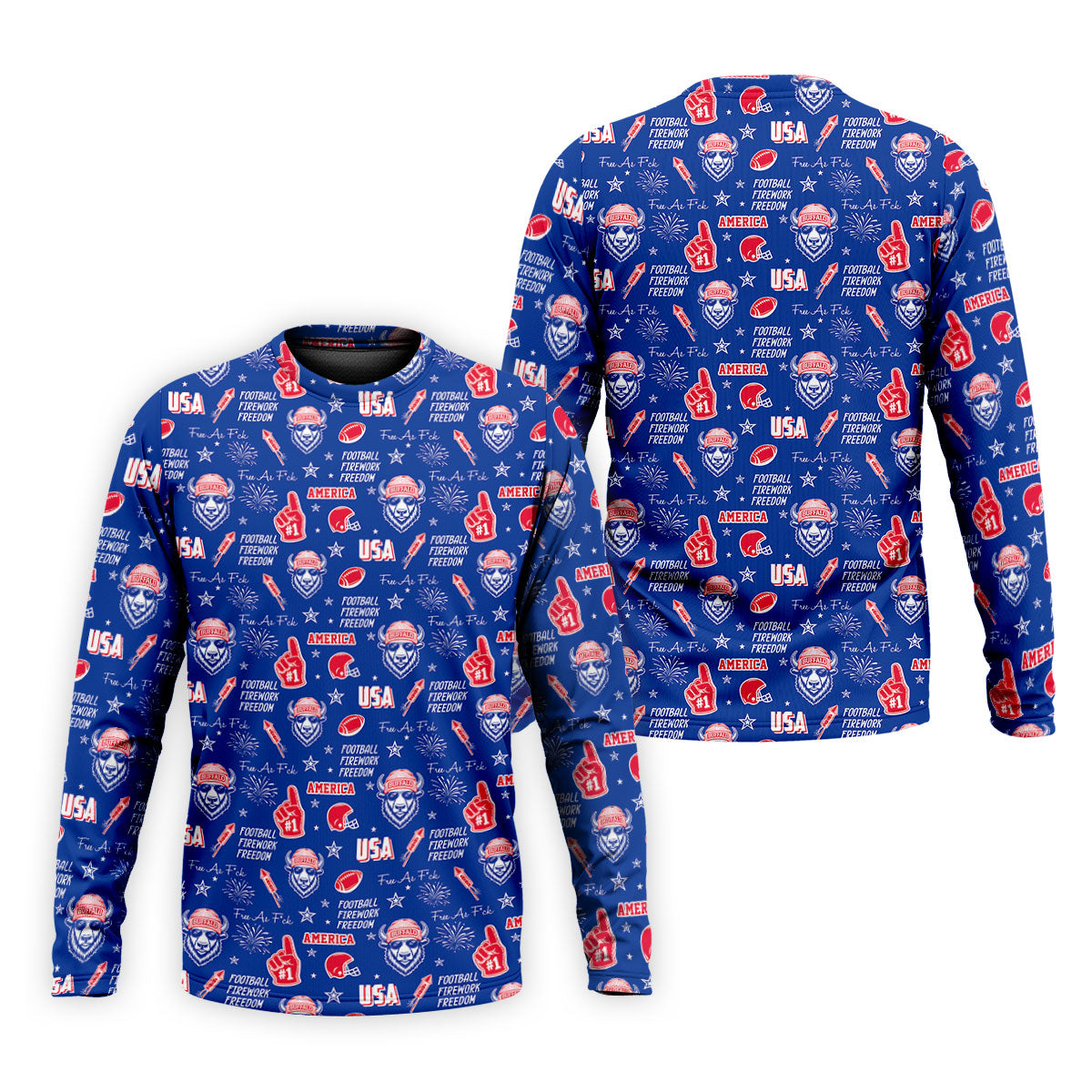 The Bisons Cool Buffalo Blue And Red Sport Polo, American Football League Gift Ideas For Football Fans