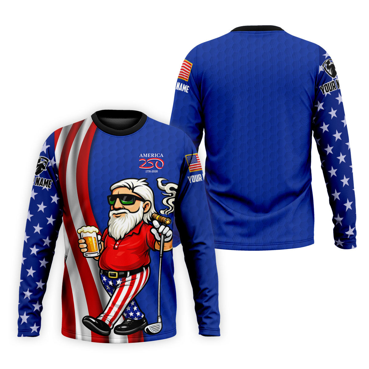 America 250 Patriotic Man 4th Of July Navy Golf Shirt, Golf And Beer Golf Shirts For Men