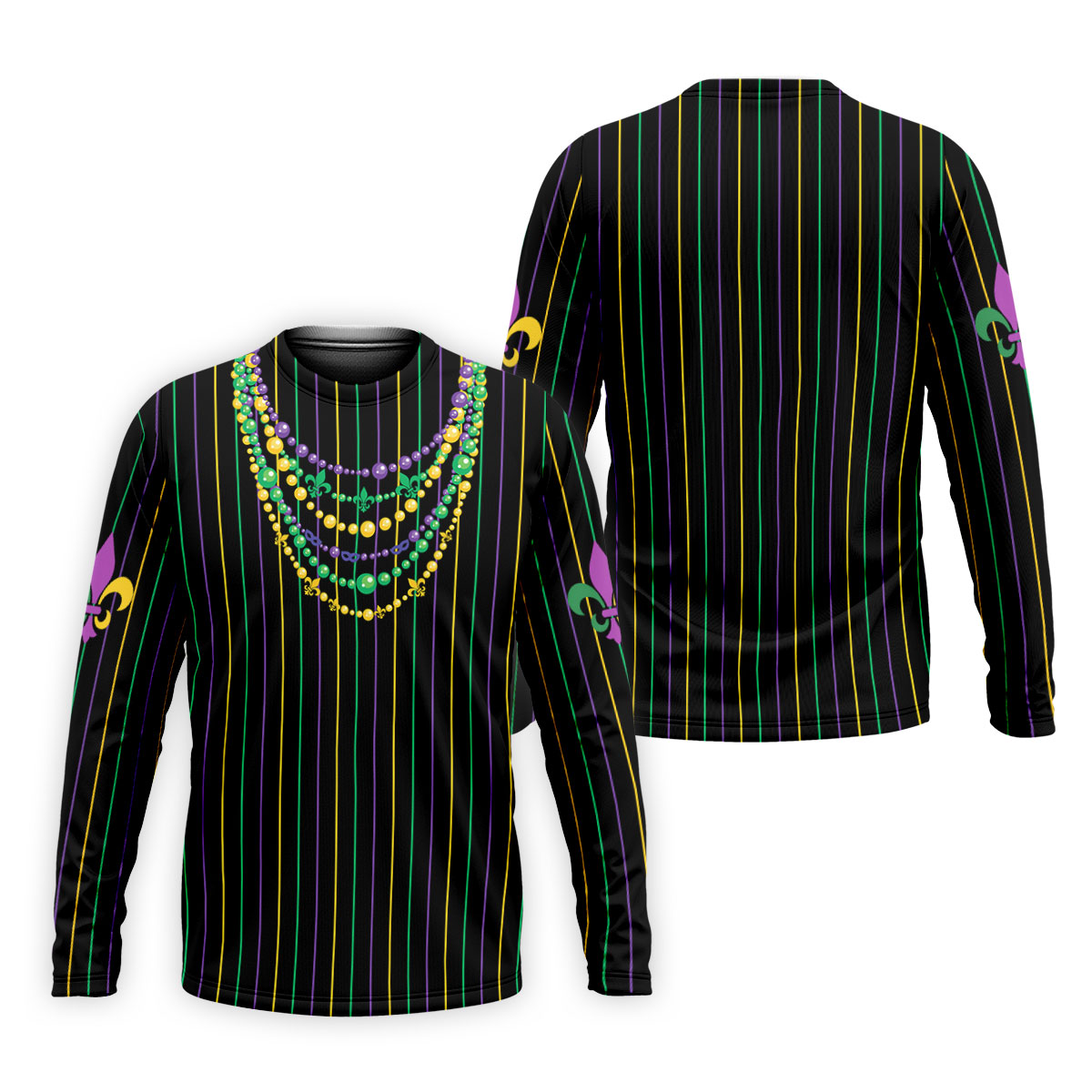 Mardi Gras Beads Necklaces Print Black Golf Shirt, Golf Tops For Men, Polo ShirtFor Men, Golf Shirts For Men