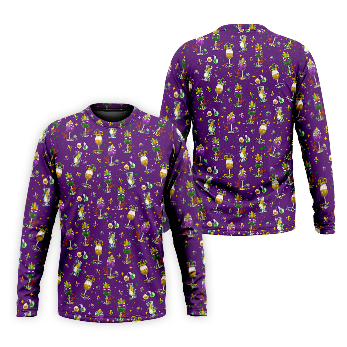 Mardi Gras Wine Glass Beaded Garland Fleur De Lis Purple Golf Shirt, Polo ShirtFor Men, Golf Shirts For Men