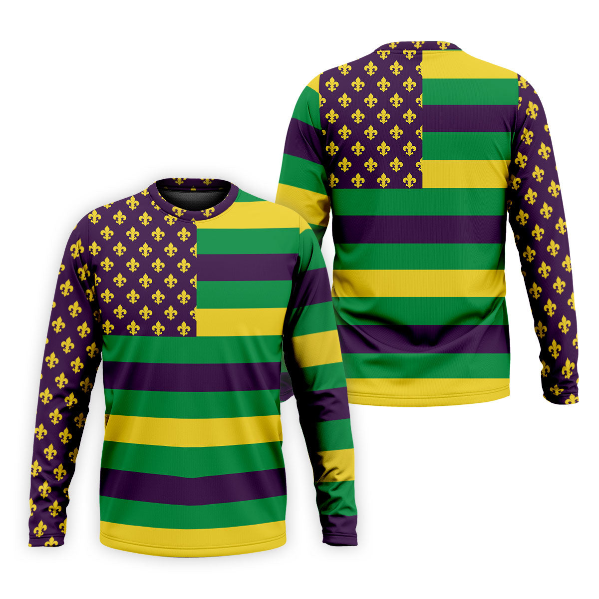 Mardi Gras Flags Fleur De Lis Purple Green Gold Golf Tops For Men, Polo ShirtFor Men, Golf Shirts For Men
