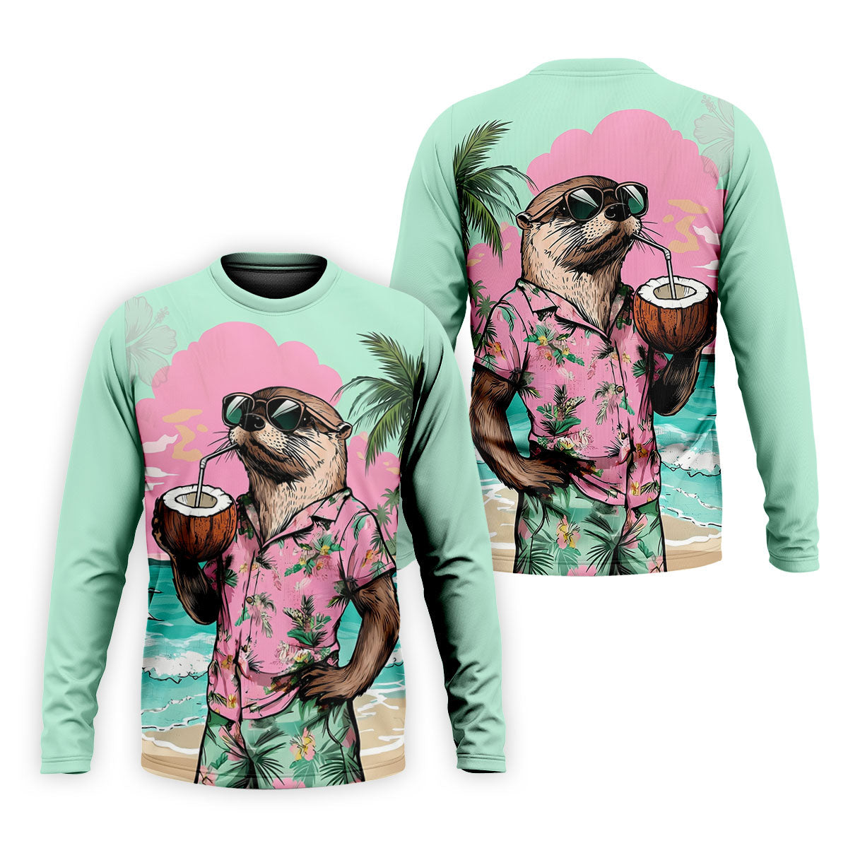 Funny Otter Tropical Summer Hawaiian Golf Shirt, Polo Shirtor Men, Golfing Apparel