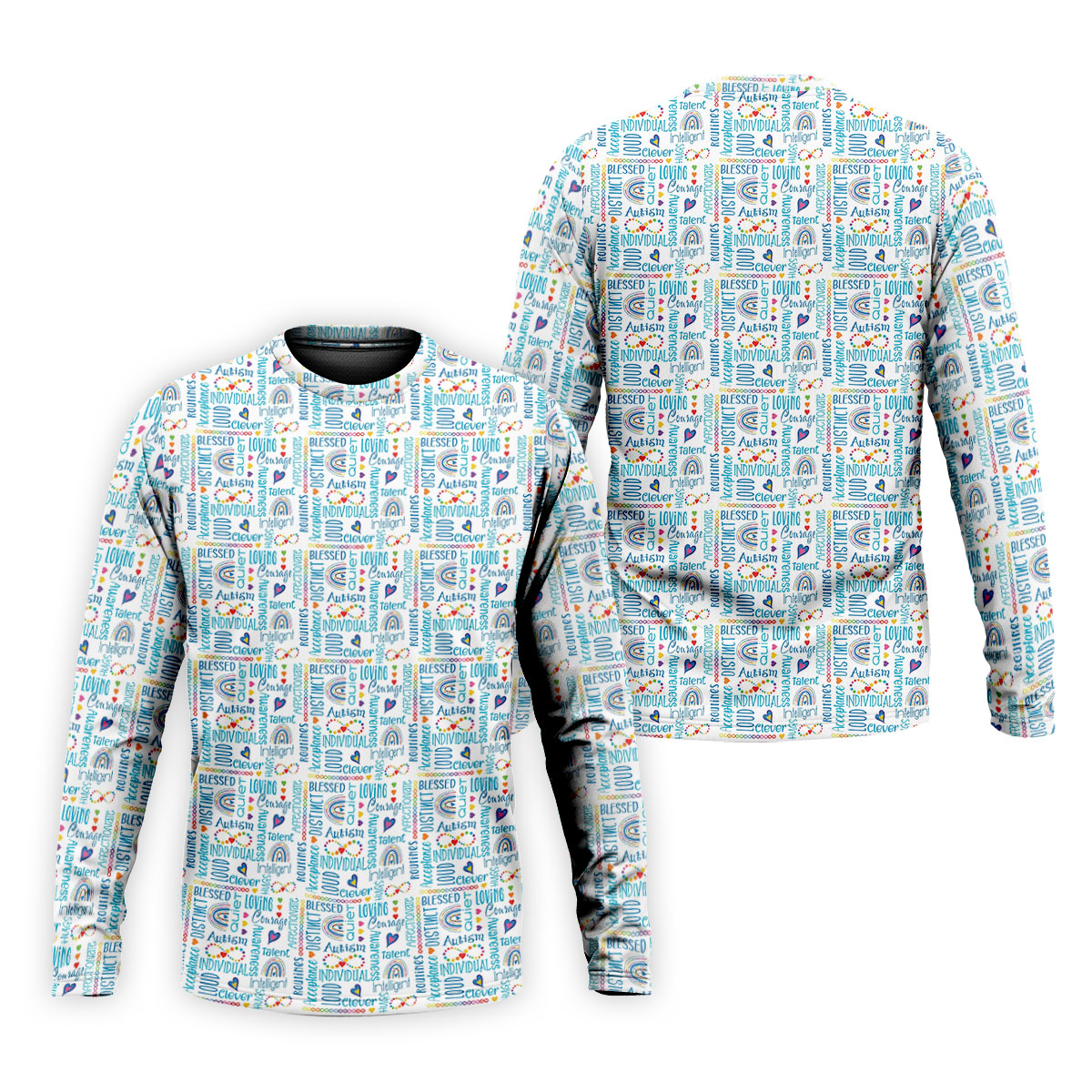 Autism Awareness Rainbow Heart Infinity Symbol Blue And White Men's Golf Shirt, Polo ShirtFor Men