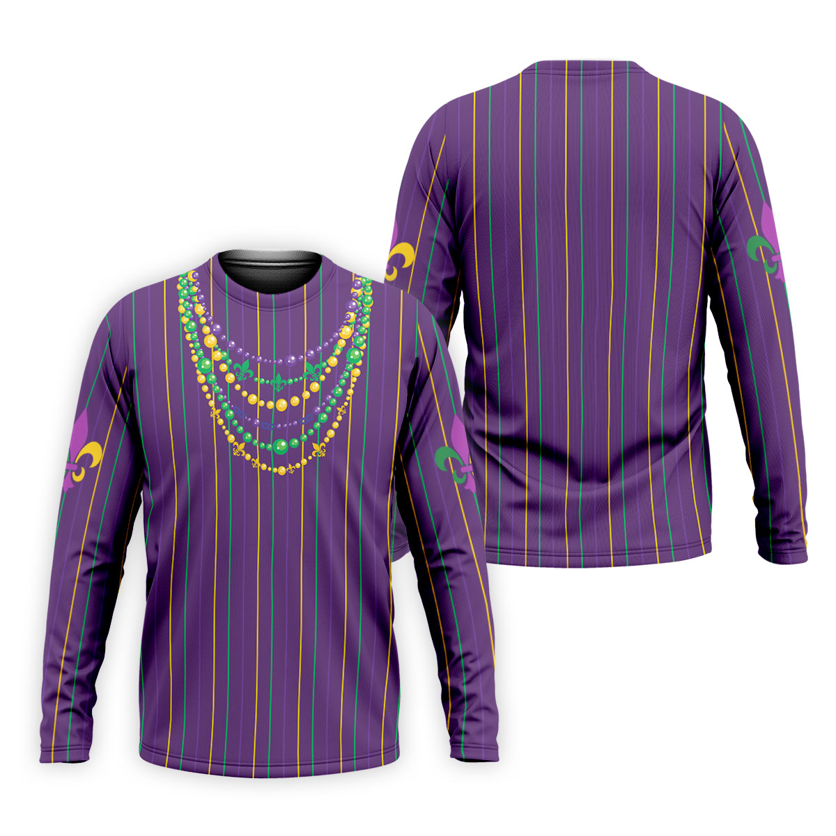 Mardi Gras Beads Necklaces Print Purple Golf Shirt, Golf Tops For Men, Polo ShirtFor Men, Golf Shirts For Men