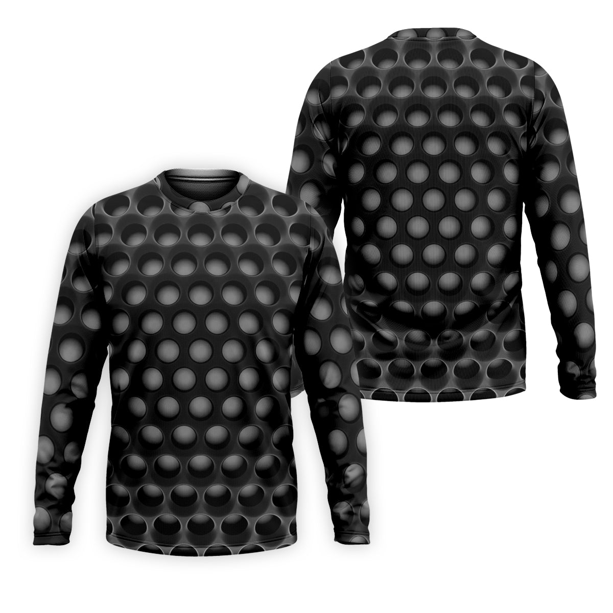 3D Effect Circular Pattern Black Golf Shirt, Cool Golf Outfit, Men's Funny Golf Shirts, Polo ShirtFor Men