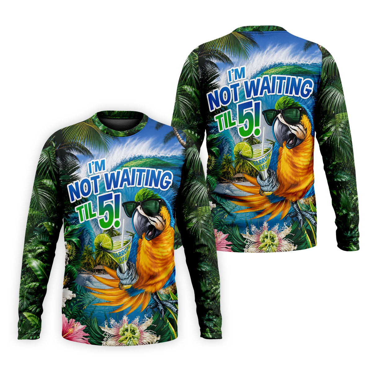 Parrot Life Not Waiting Til 5 Tropical Golf Shirt, Hawaiian Golf Shirt, Mens Golf Shirts, Golf Apparel For Men