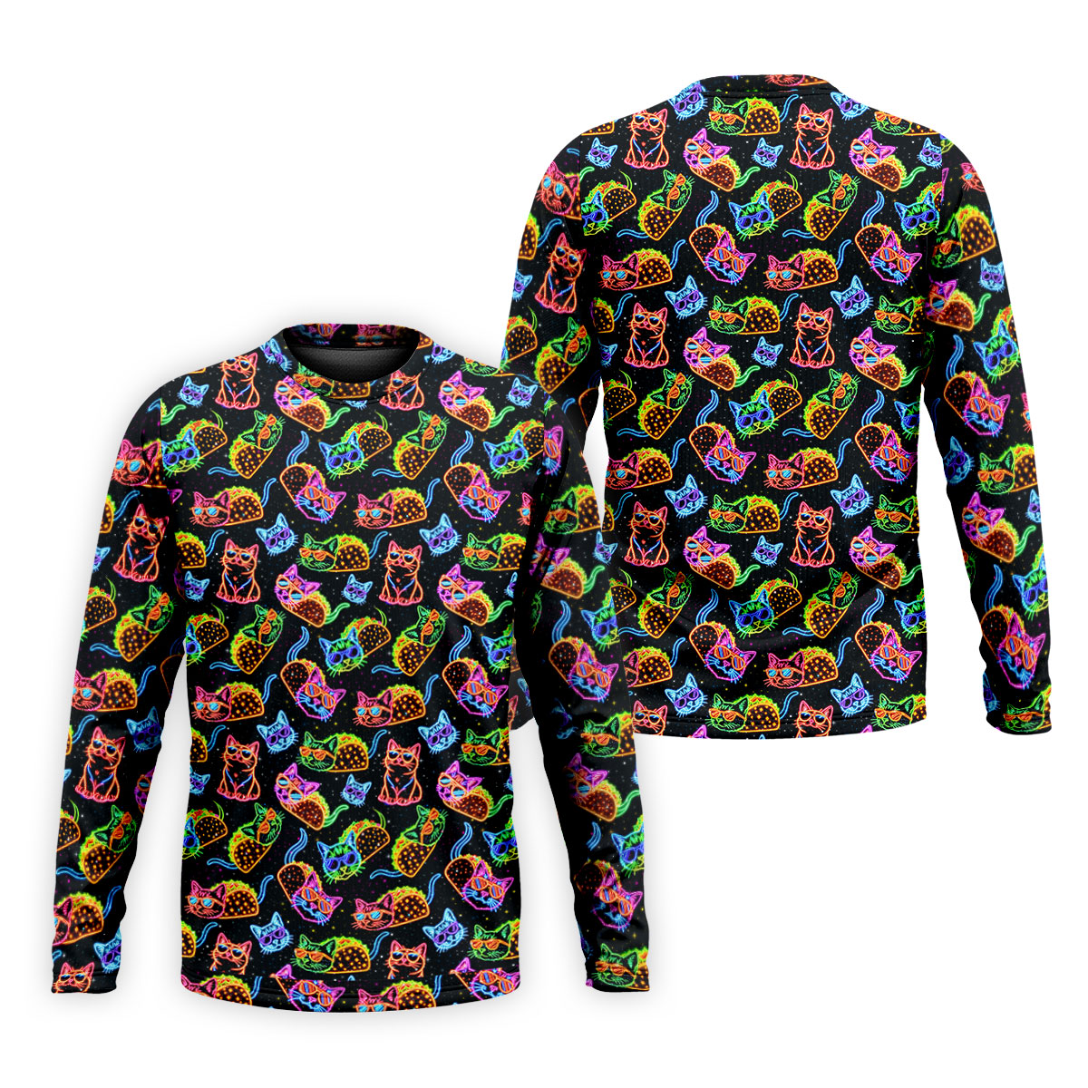 Neon Cats Tropical Vibe Golf Tops For Men, Cute Golf Outfit, Golf Shirts For Men, Polo ShirtFor Men