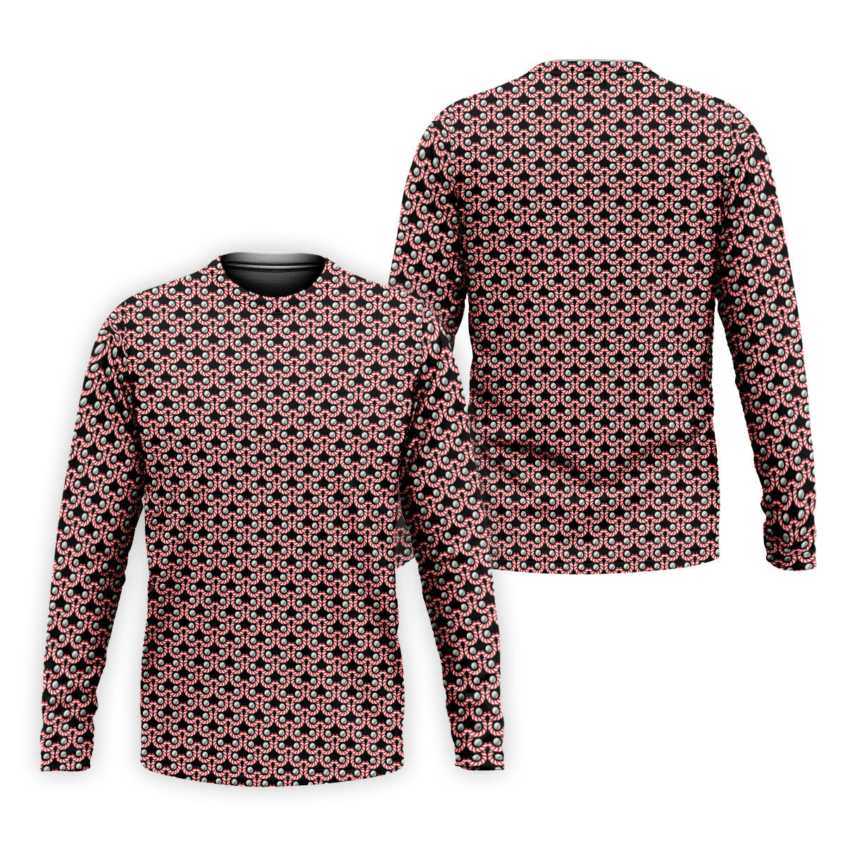 Golf Ball Candy Cane Golf Shirt, Fun Golf Shirts For Men, Golfing Apparel, Golf Shirts For Men
