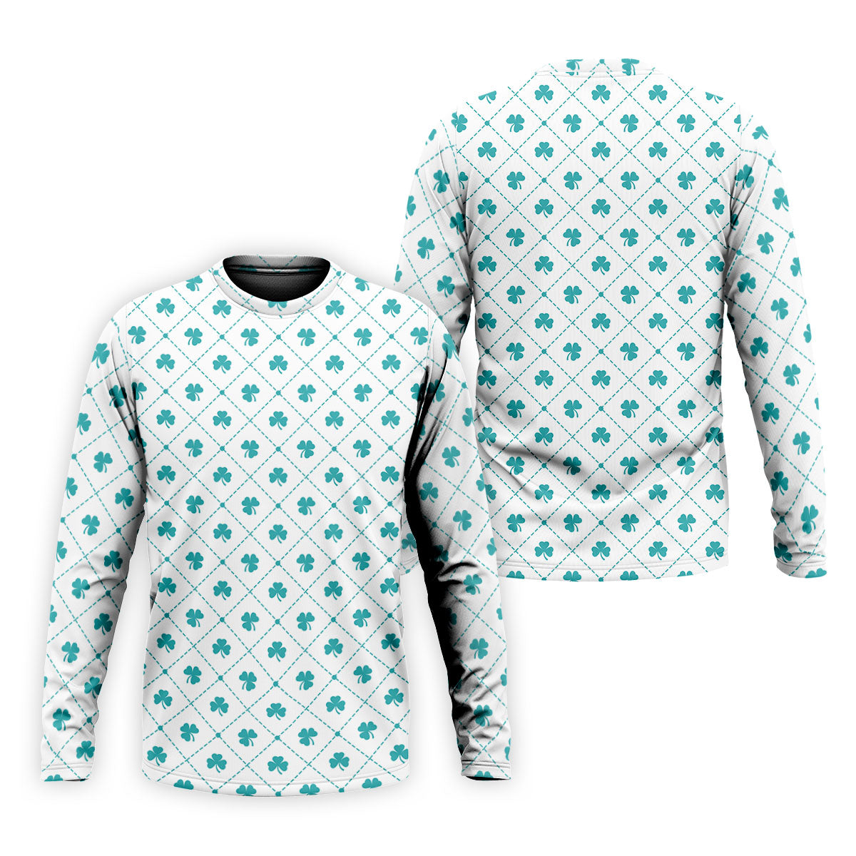 Grid Pattern Shamrock Golf Shirt, St Patrick's Day Golf Tops For Men, Golf Shirts For Men, Polo ShirtFor Men