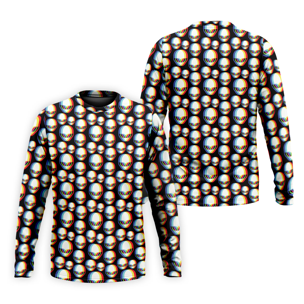 Retro Alien Golf Shirt, Black UFO Pattern Men's Golf Polo, Polo Shirts For Men