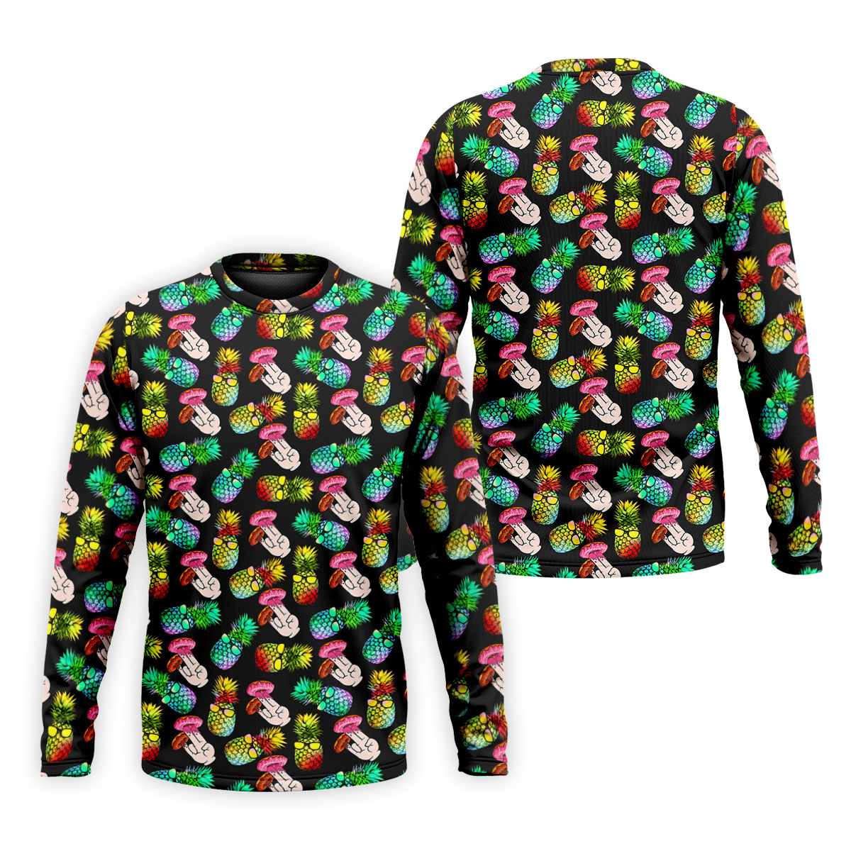 Pineapples Donut Finger Adult Humor Fun Golf Shirts For Men, Golf Polo For Men, Funny Golf Outfits