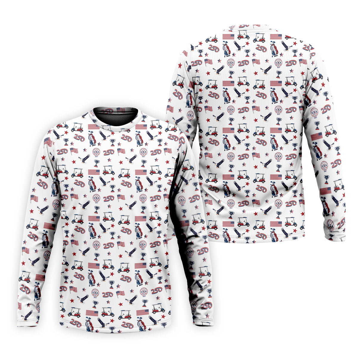 250 Years Golf Pattern Patriotic Golf Shirt, Golf Tops For Men, 4th Of July Golf Shirts For Men