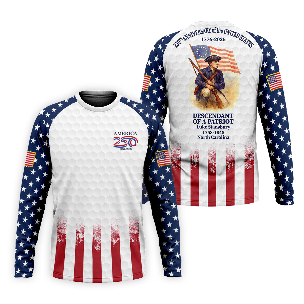 250th Anniversary Descendant Of A Patriot American Flag Golf Shirt, Patriotic 4th Of July Golf Shirts For Men
