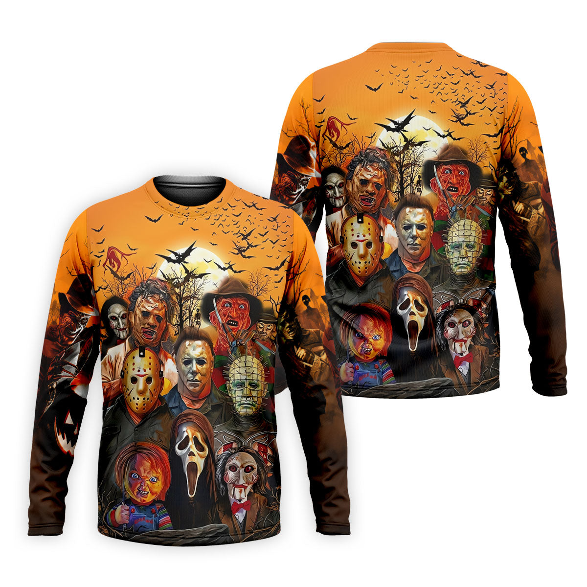 Halloween Horror Character Sunset Hawaiian Golf Shirt, Men's Golf Shirt, Printed Golf Shirts