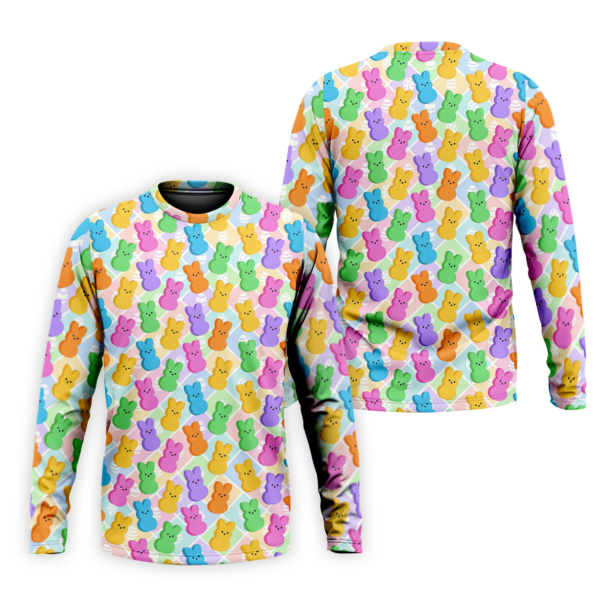 Pastel Easter Peeps Colorful Checkered Golf Shirts For Men, Cute Golf Outfit, Polo ShirtFor Men