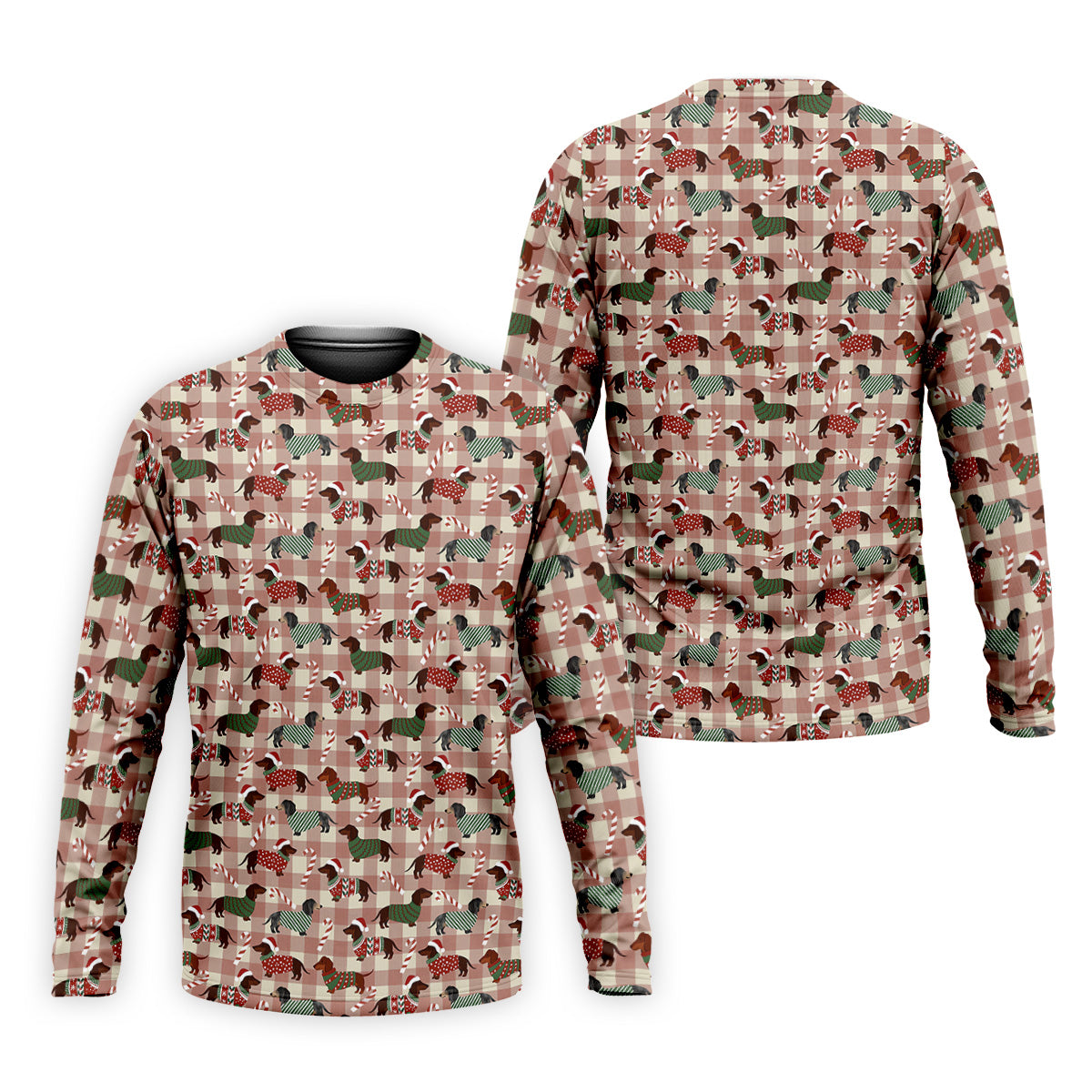 Christmas Dachshund Pink Checkered Golf Tops For Men, Christmas Golf Shirt, Polo Shirtor Men