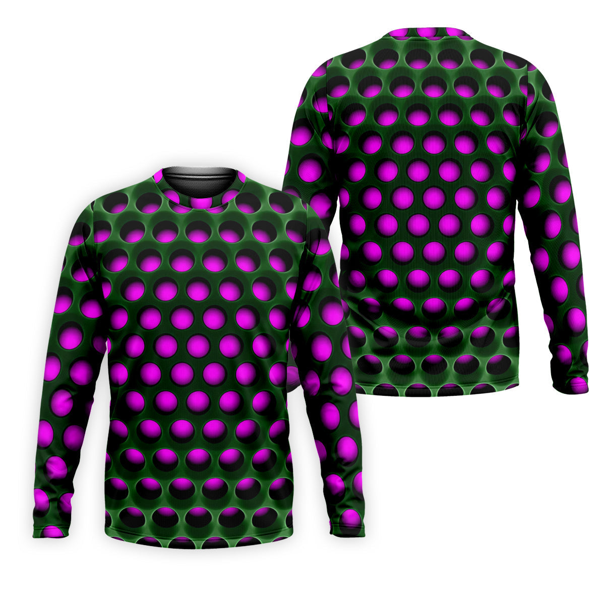 3D Effect Circular Pattern Purple Golf Shirt, Cool Golf Outfit, Men's Funny Golf Shirts, Polo Shirt Men