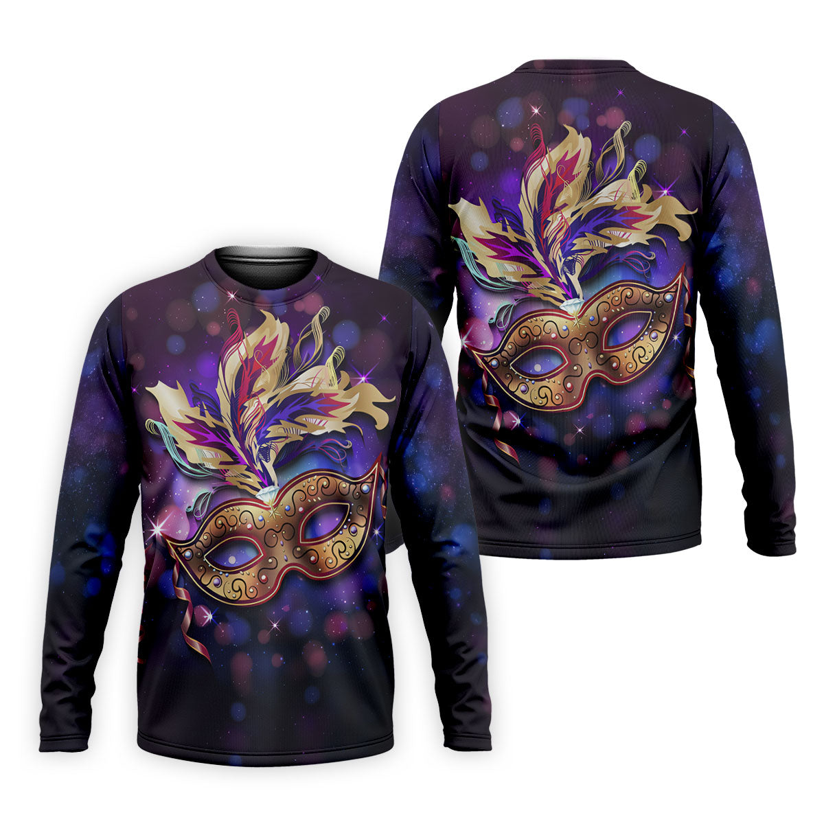 Mardi Gras Mask Feather Ribbon Purple Golf Shirt, Polo ShirtFor Men, Golf Shirts For Men